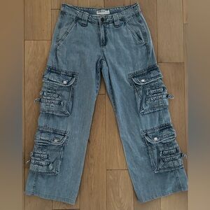 Garage denim cargo wide leg Y2K style jeans